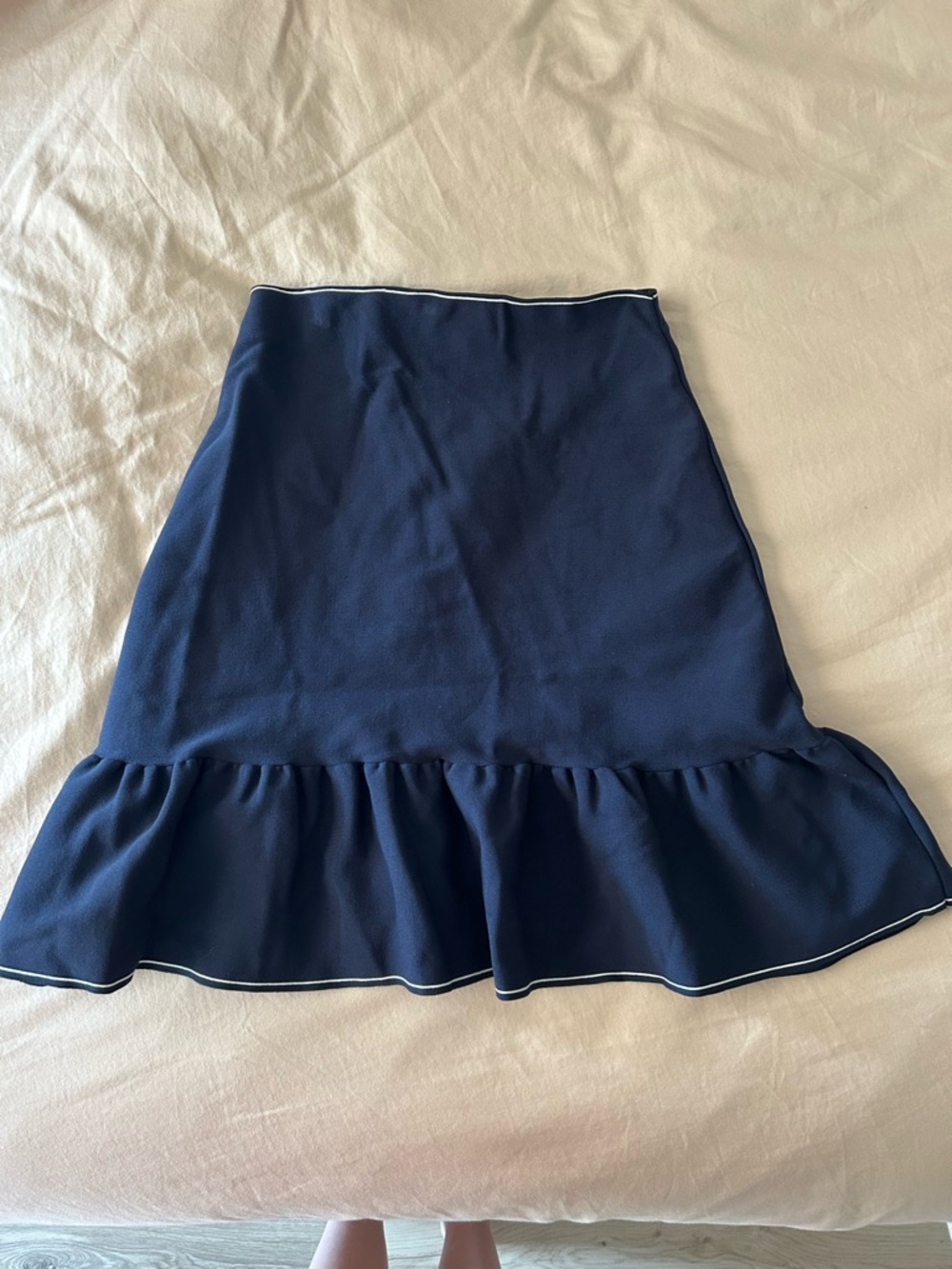Gianni Bini Navy A-Line Skirt with White Trim